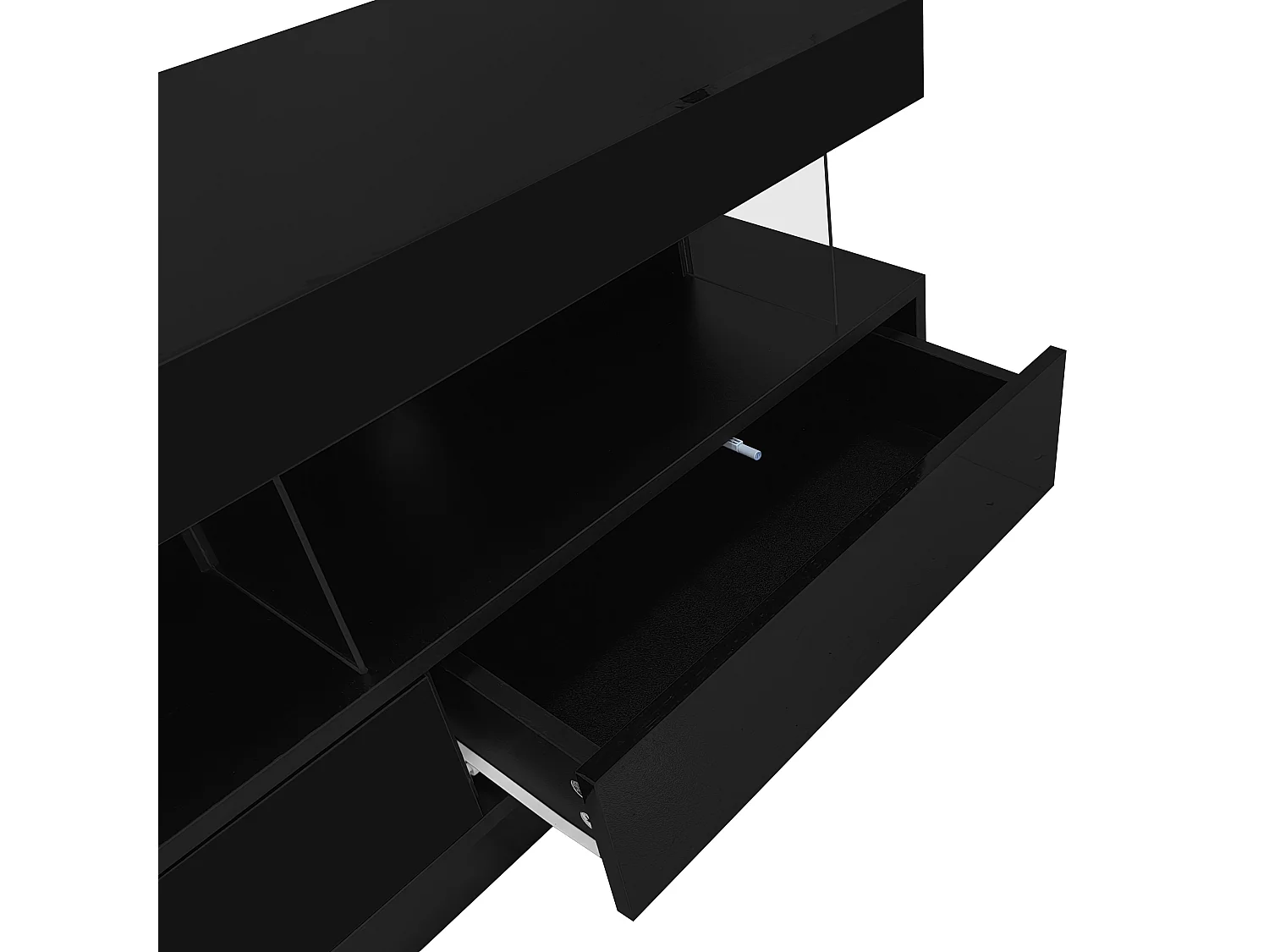 TV-meubel 160cm met LED - 3 glazen compartimenten - APP bestuurbaar - geschikt voor 70" TV - Zwart