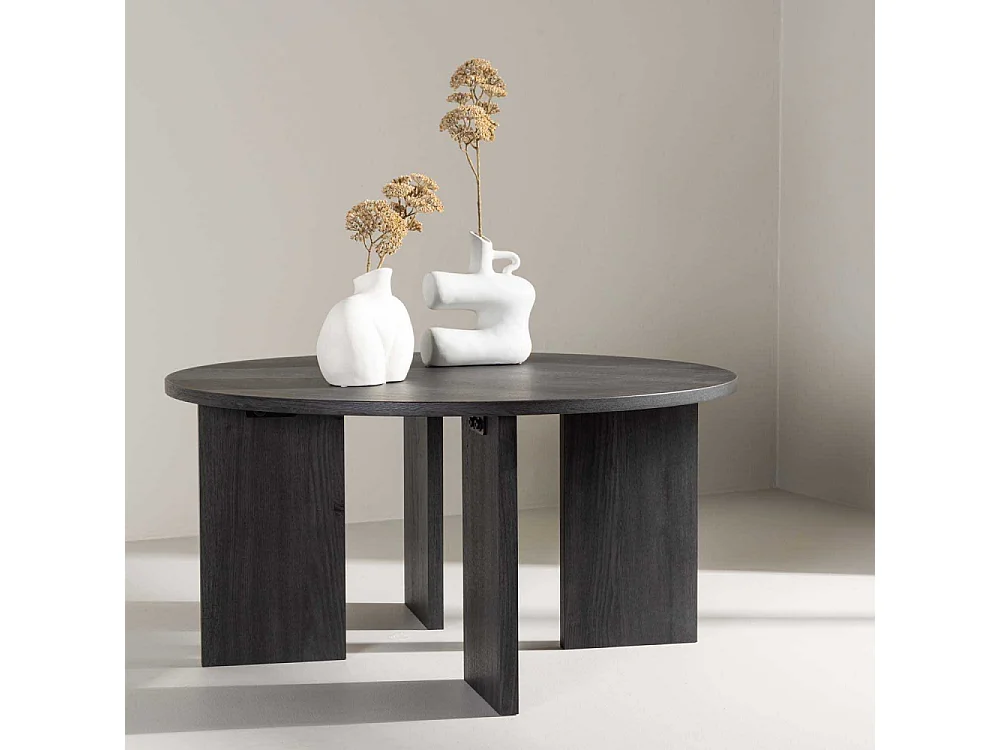 Table Basse Ronde Design "Askeron" 80cm Noir