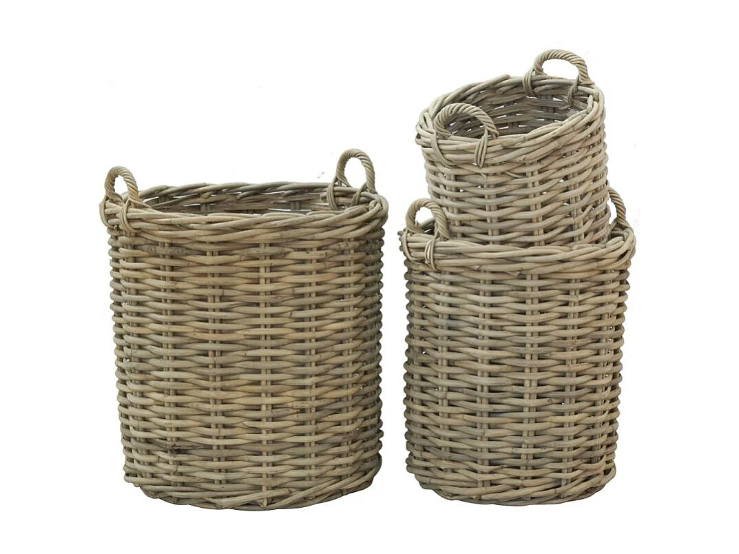 Cache-pots hauts en poelet (Lot de 3) Sable
