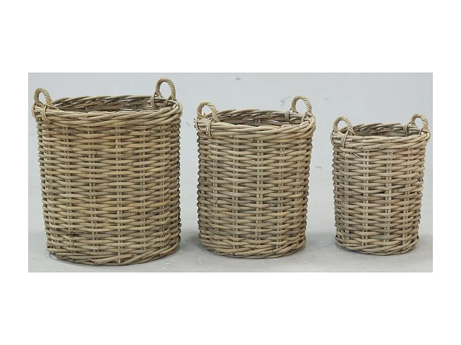 Cache-pots hauts en poelet (Lot de 3) Sable