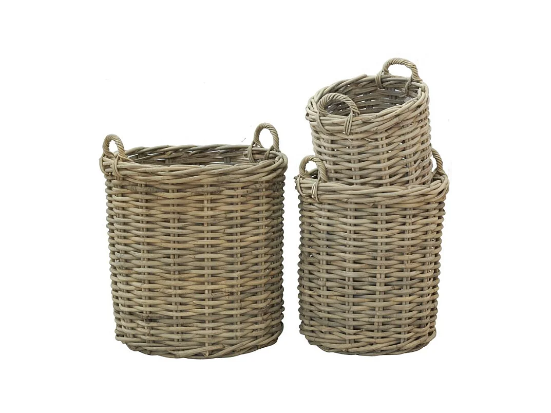 Cache-pots hauts en poelet (Lot de 3) Sable