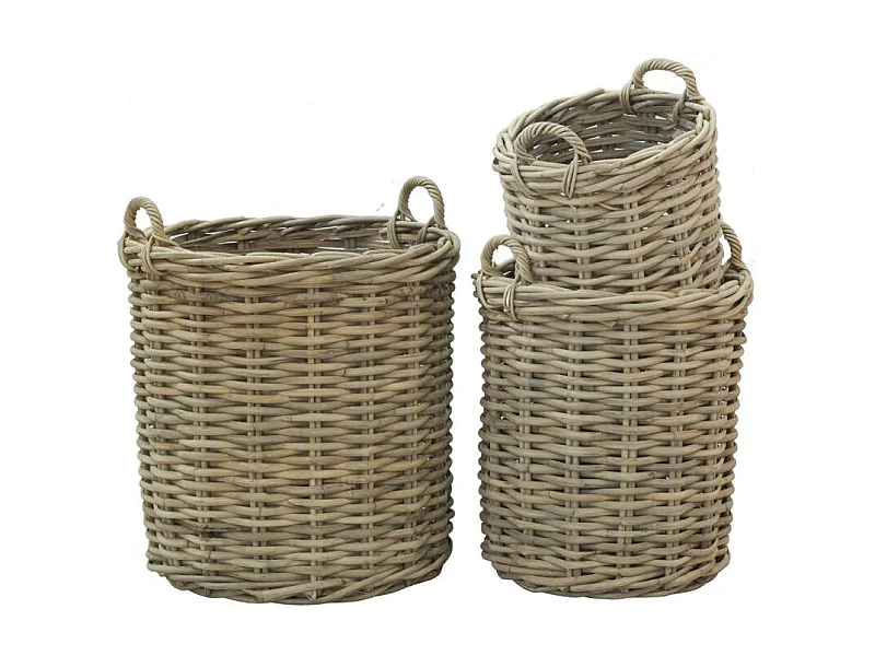 Cache-pots hauts en poelet (Lot de 3) Sable