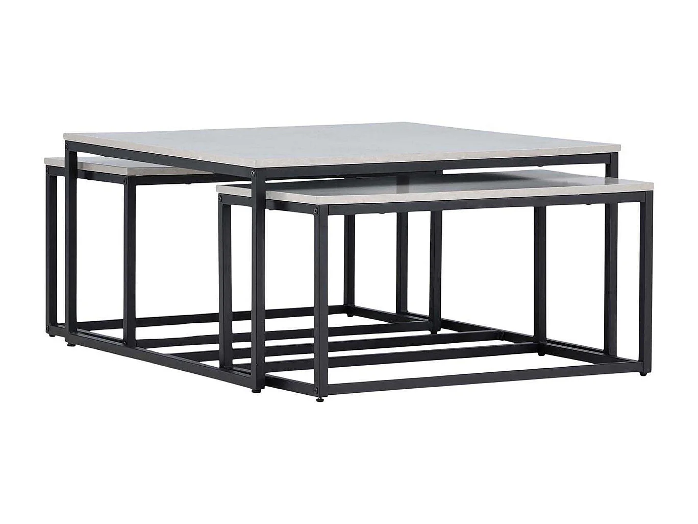 Lot de 3 Tables Basses Gigognes "Solna" 80cm Gris