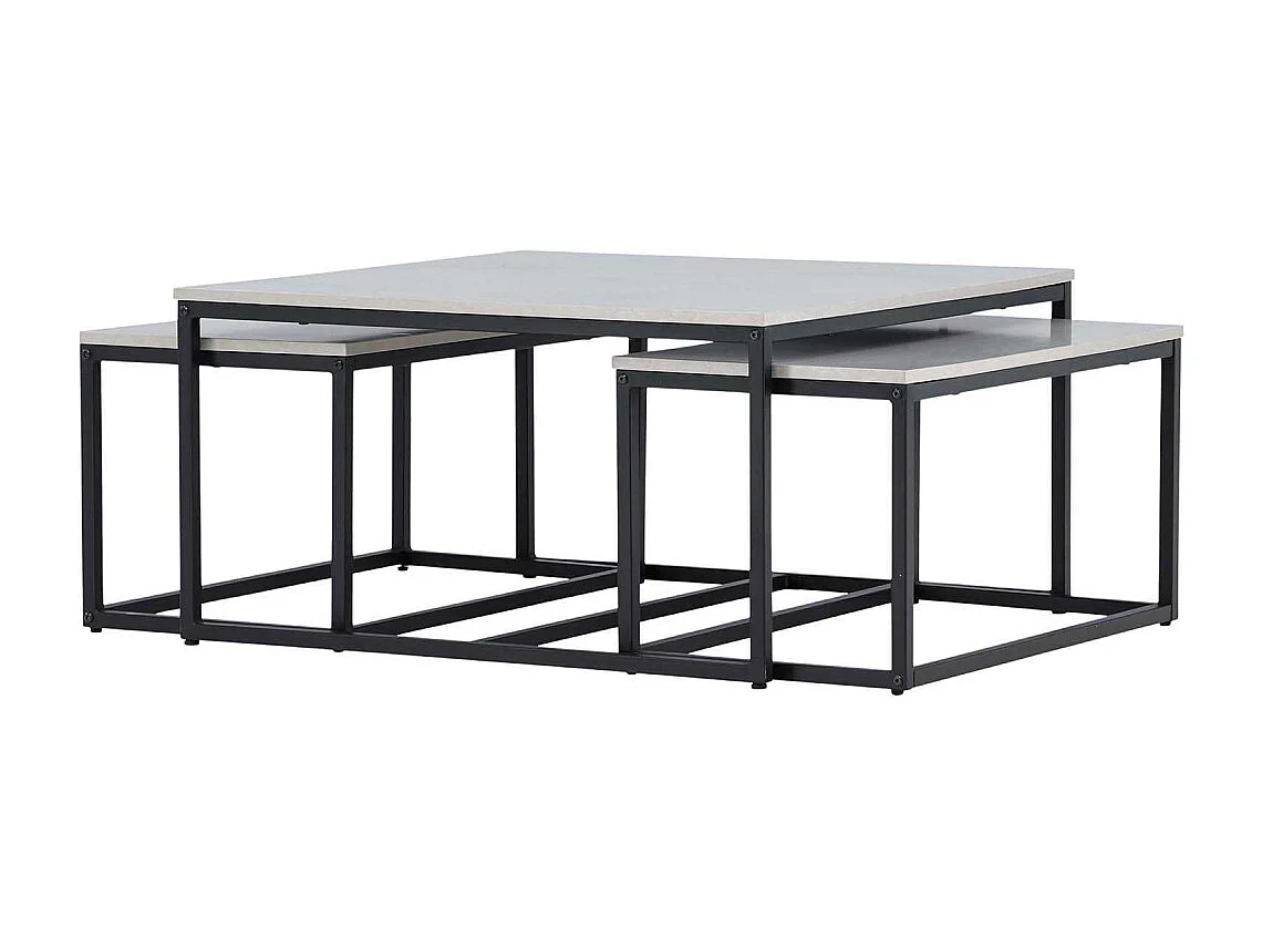 Lot de 3 Tables Basses Gigognes "Solna" 80cm Gris