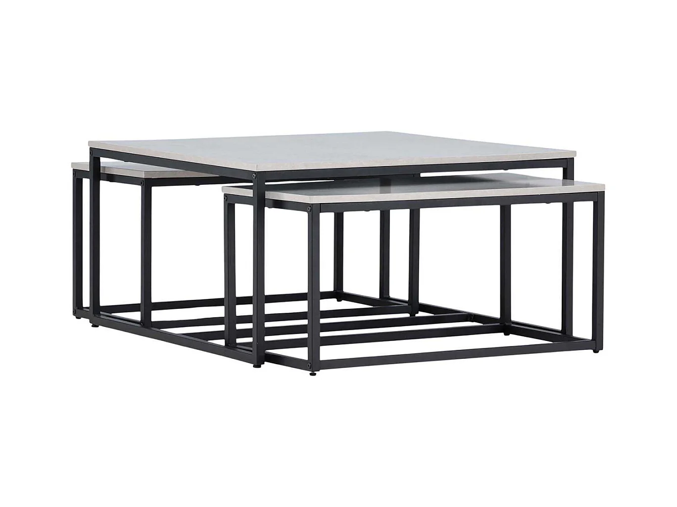 Lot de 3 Tables Basses Gigognes "Solna" 80cm Gris