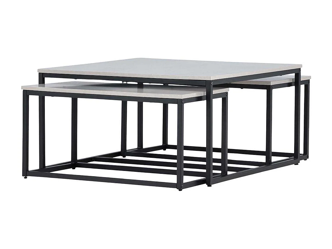 Lot de 3 Tables Basses Gigognes "Solna" 80cm Gris