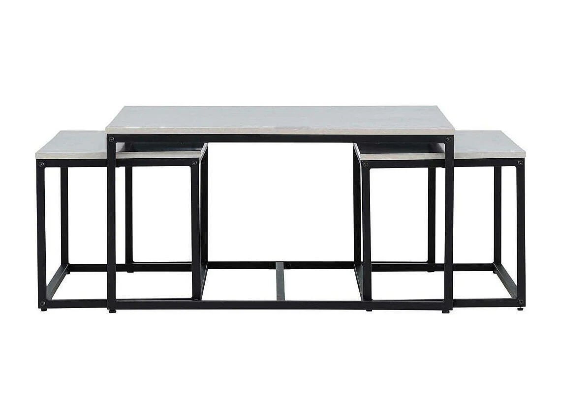 Lot de 3 Tables Basses Gigognes "Solna" 80cm Gris