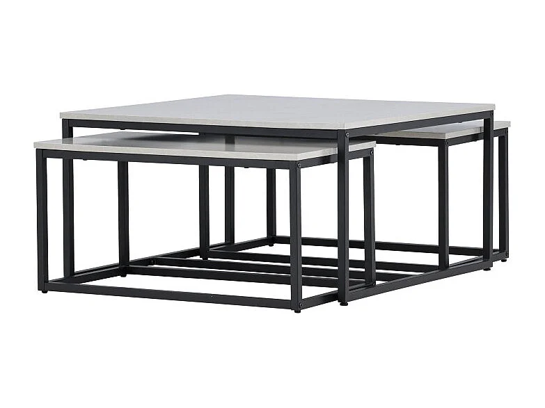 Lot de 3 Tables Basses Gigognes "Solna" 80cm Gris