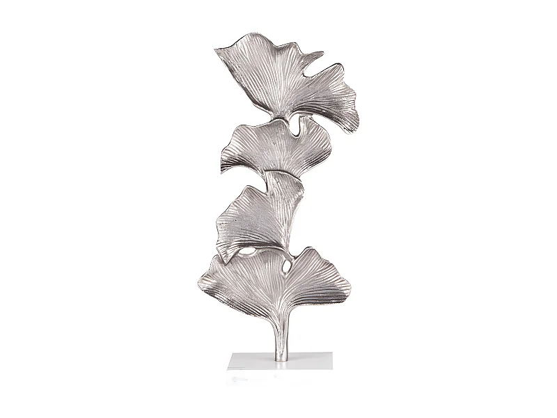 Sculpture Ginkgo fonte argent 20x41 cm
