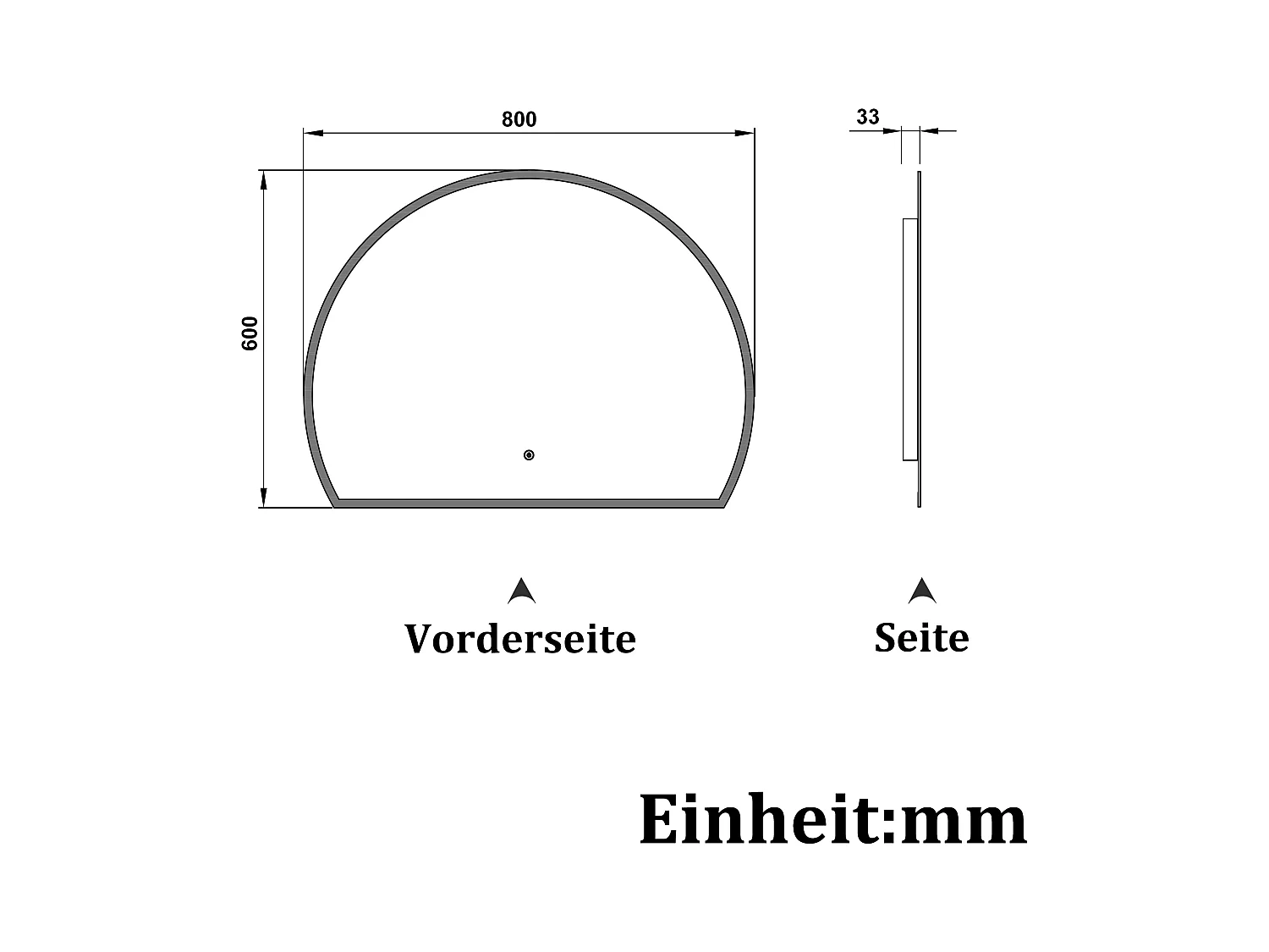 AICA LED Badspiegel 80x60cm Halbrund Anti-Beschlag 3 Lichfarbe Dimmbar Memory-Funktion Wand/Touchschalter