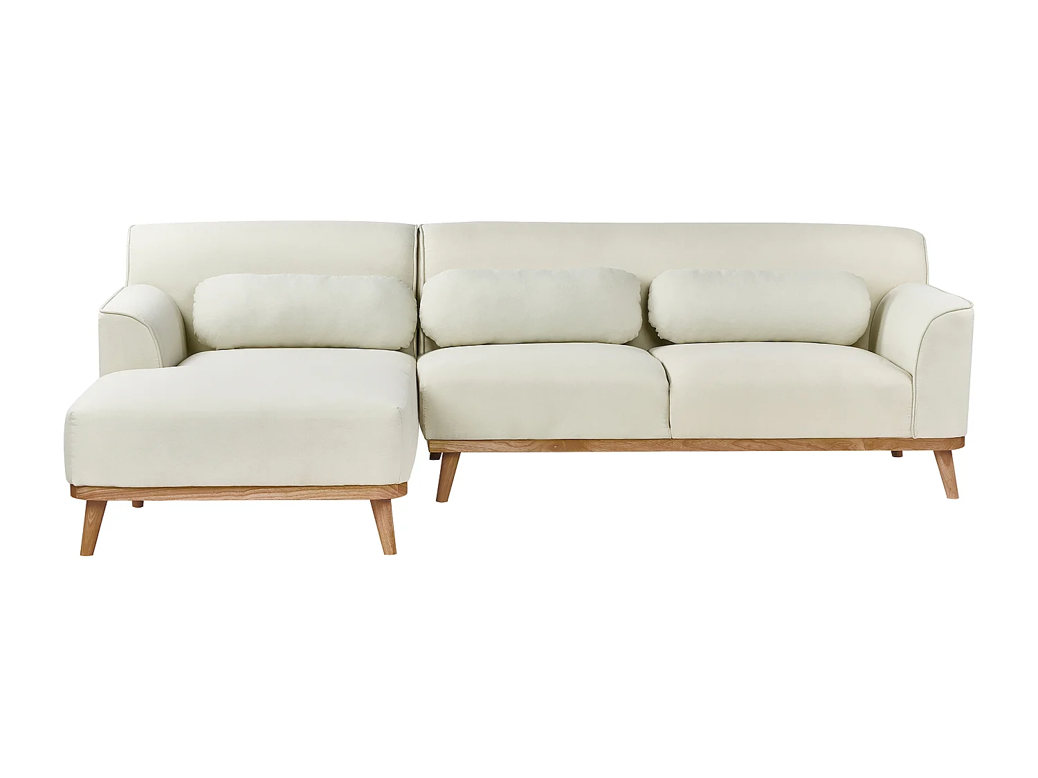 Divano angolare SIMOS Tessuto Bianco sporco 3 posti Lato destro