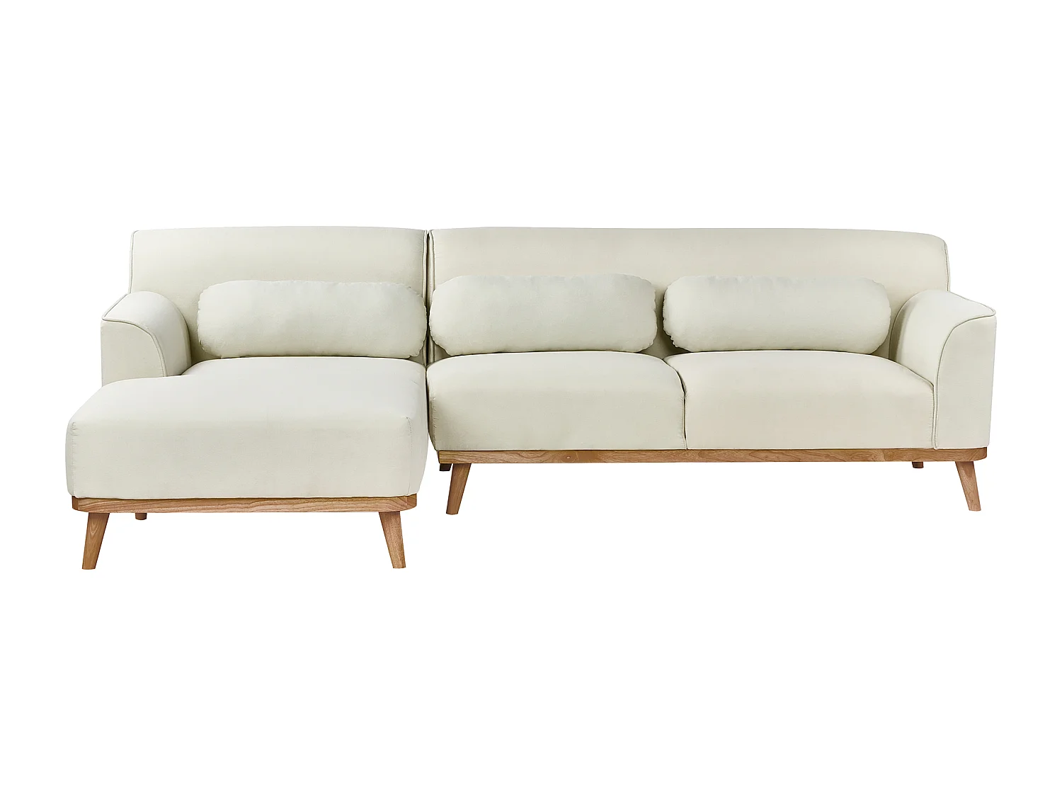 Canapé d'Angle à Droite en tissu Dossier Rembourré Blanc Cassé Simos