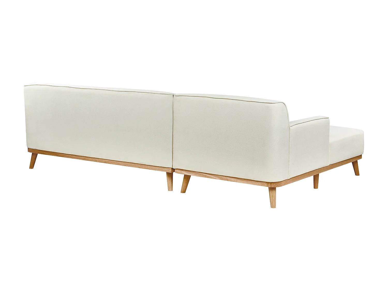 Canapé d'Angle à Droite en tissu Dossier Rembourré Blanc Cassé Simos