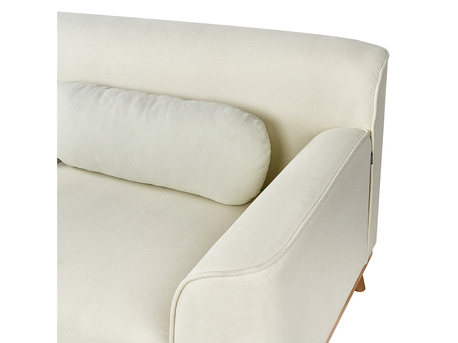 Canapé d'Angle à Droite en tissu Dossier Rembourré Blanc Cassé Simos