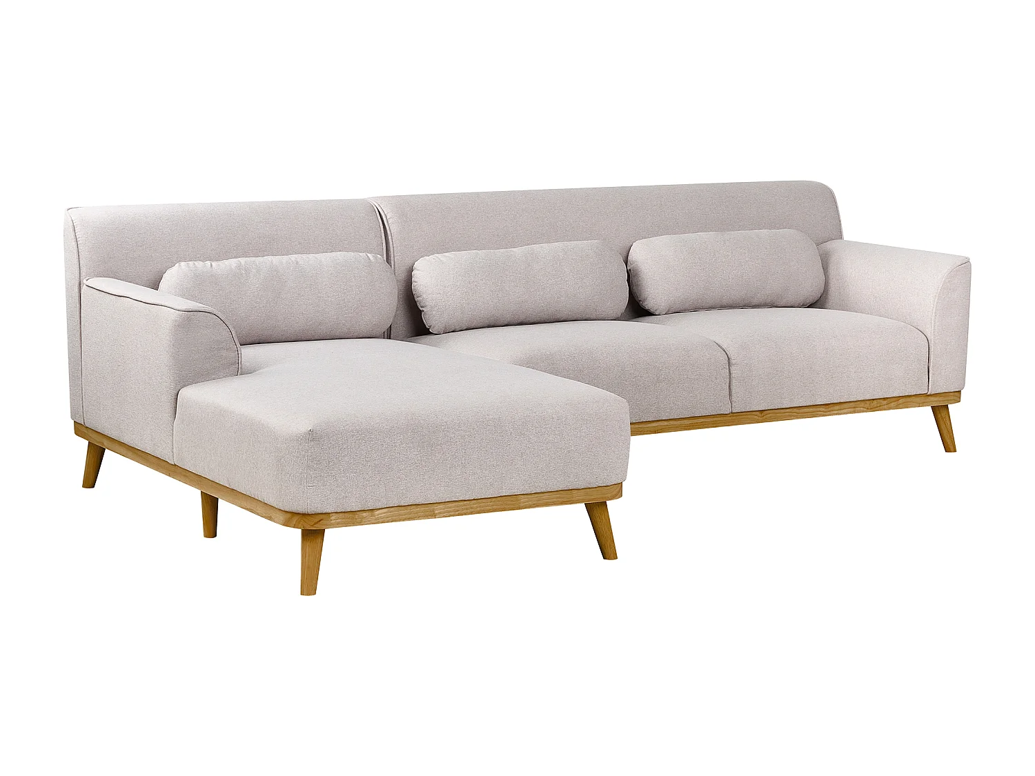 Sofá esquinero SIMOS Tela Gris claro 3 plazas Derecha