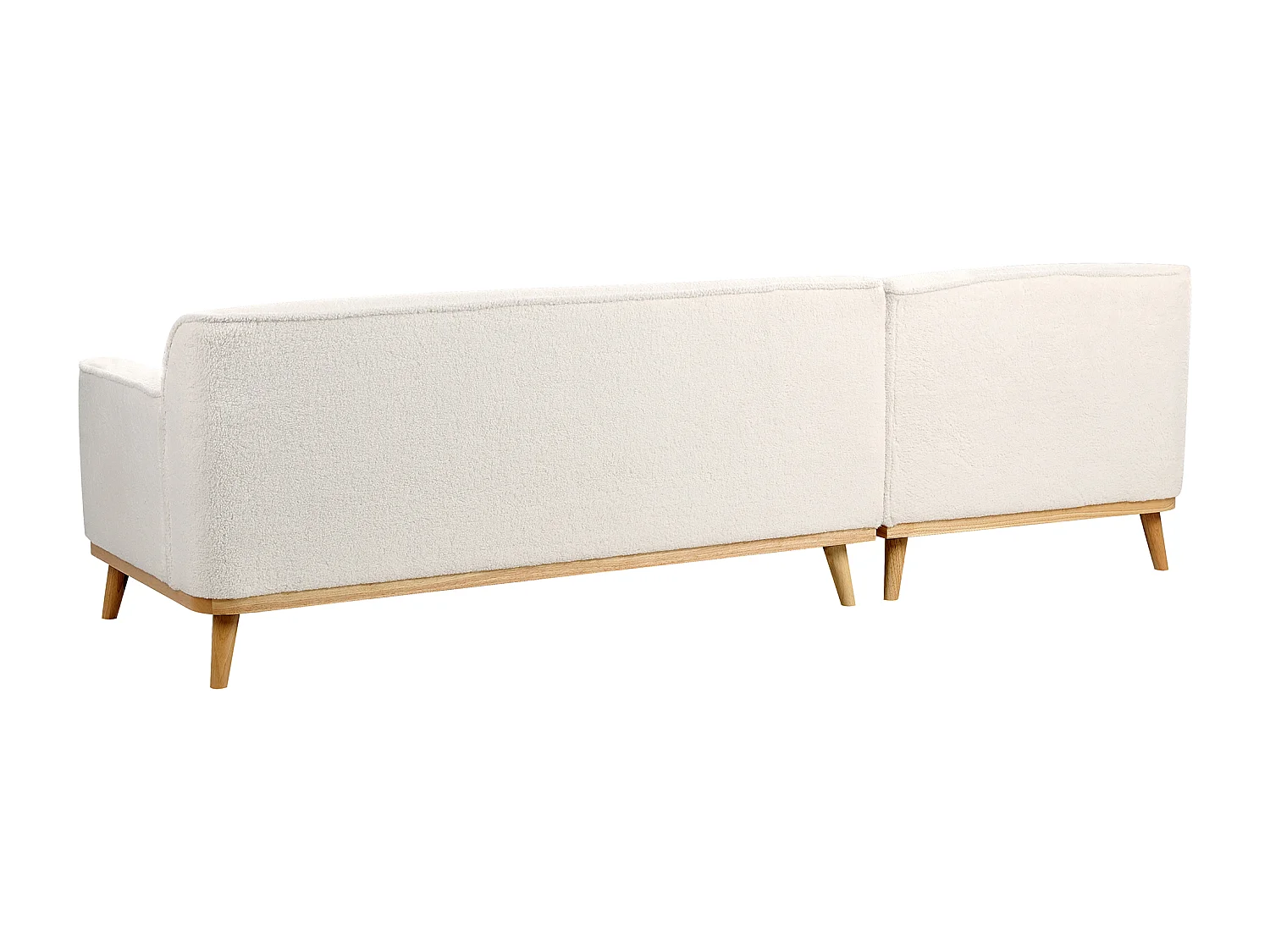 Ecksofa SIMOS Bouclé Weiss 3-Sitzer rechtsseitig