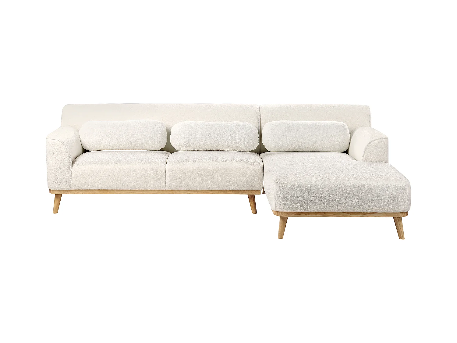 Canapé d'Angle à droite en Bouclé Dossier Rembourré Blanc Simos