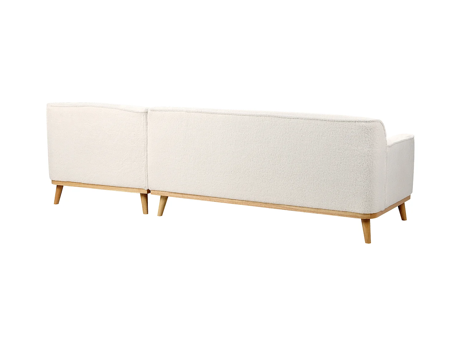 Canapé d'Angle à droite en Bouclé Dossier Rembourré Blanc Simos