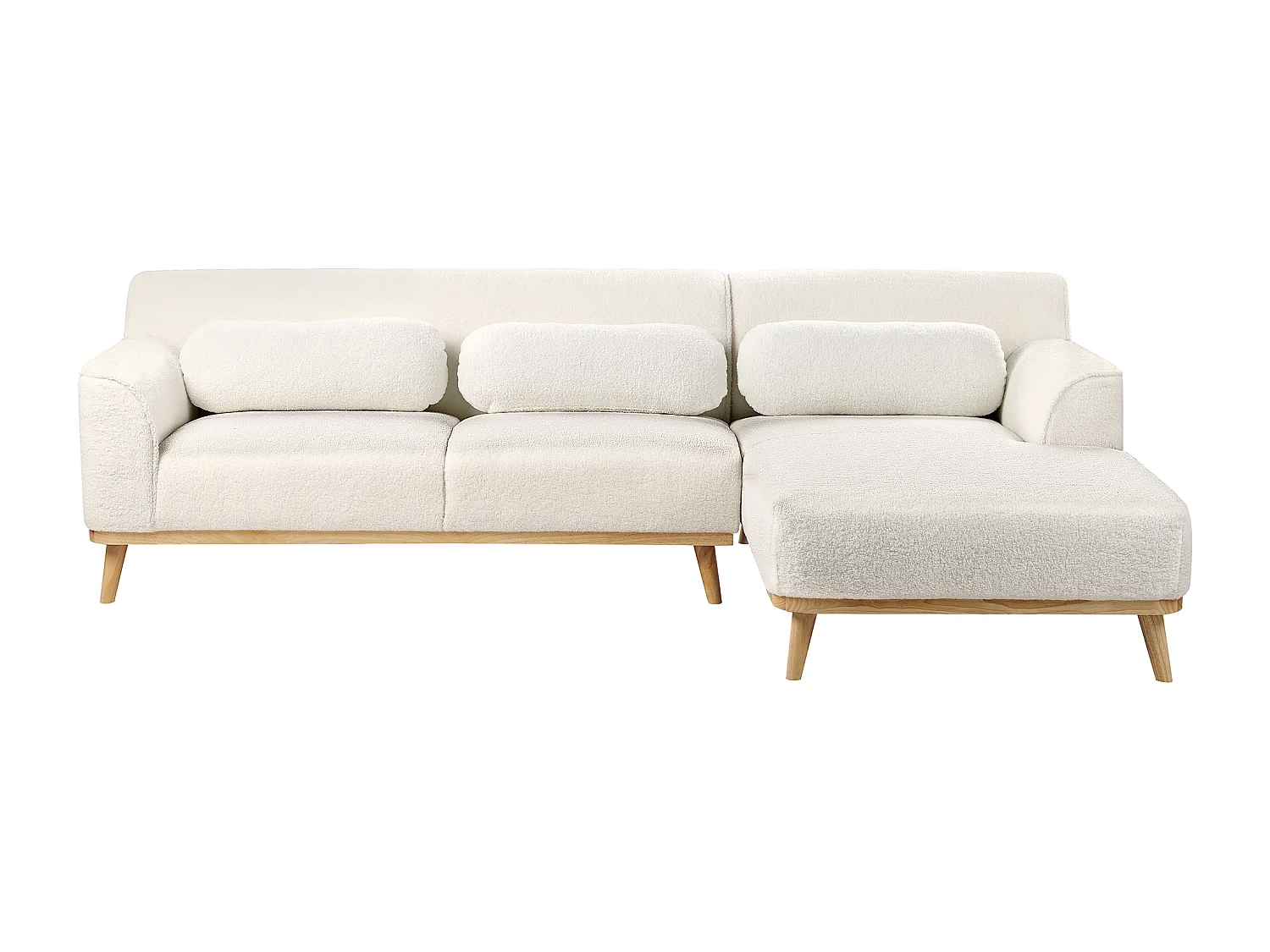 Sofá esquinero SIMOS Bouclé Blanco 3 plazas Izquierda