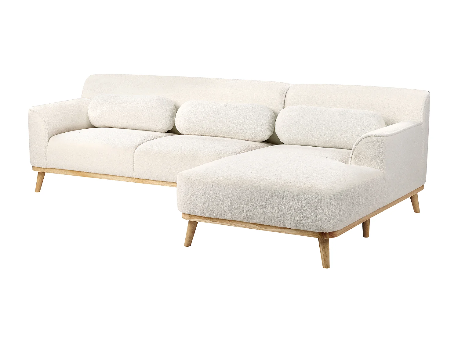 Sofá esquinero SIMOS Bouclé Blanco 3 plazas Izquierda