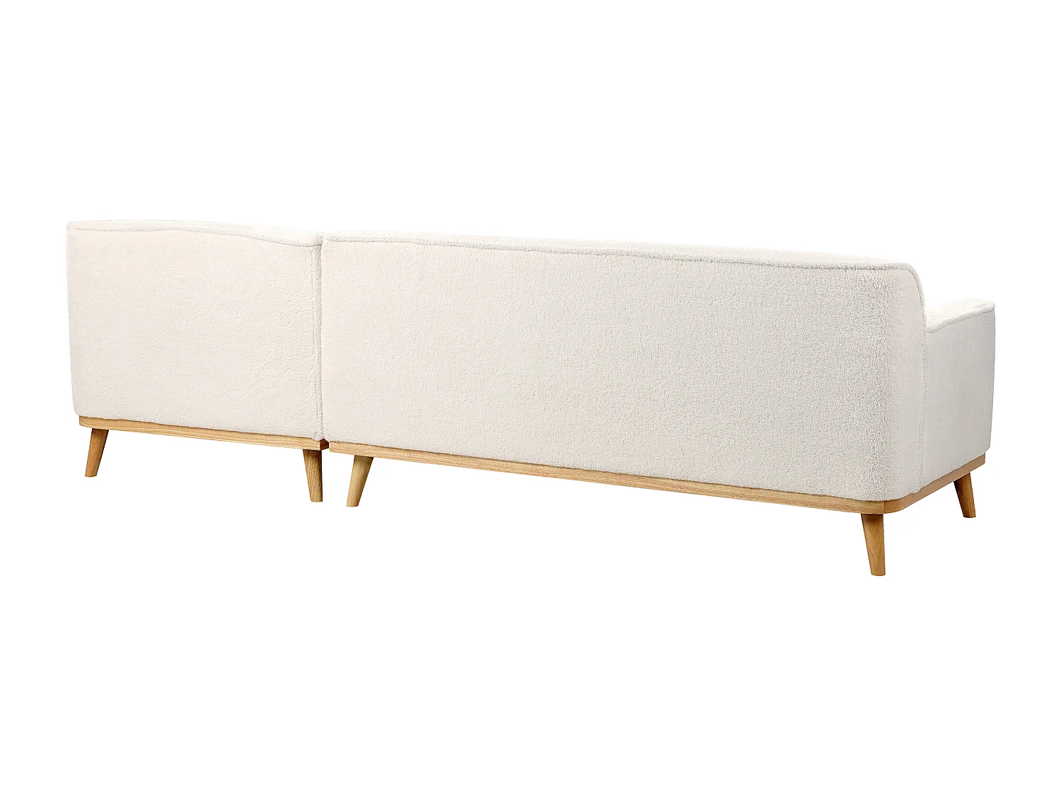Ecksofa SIMOS Bouclé Weiss 3-Sitzer linksseitig