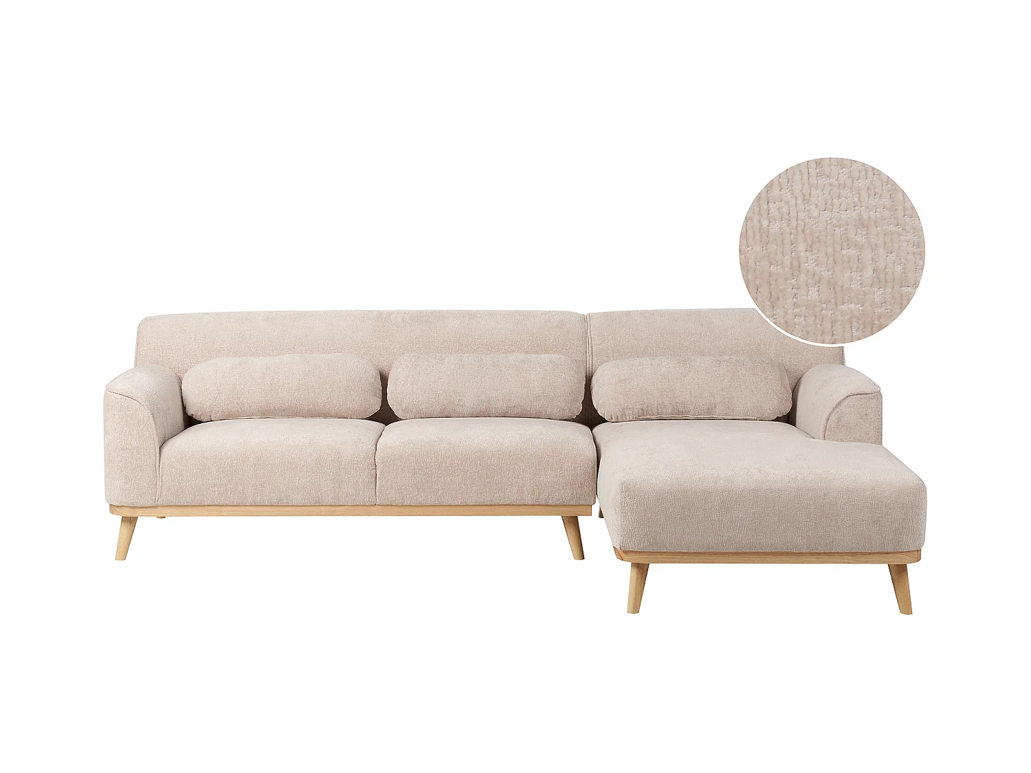 Canapé d'Angle à droite en Chenille Dossier Rembourré Beige Simos