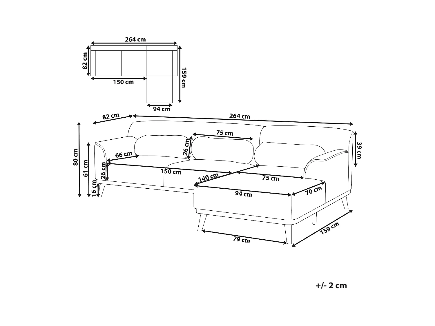 Narożnik SIMOS Szenil Beżowy dla 3 osób Lewostronny