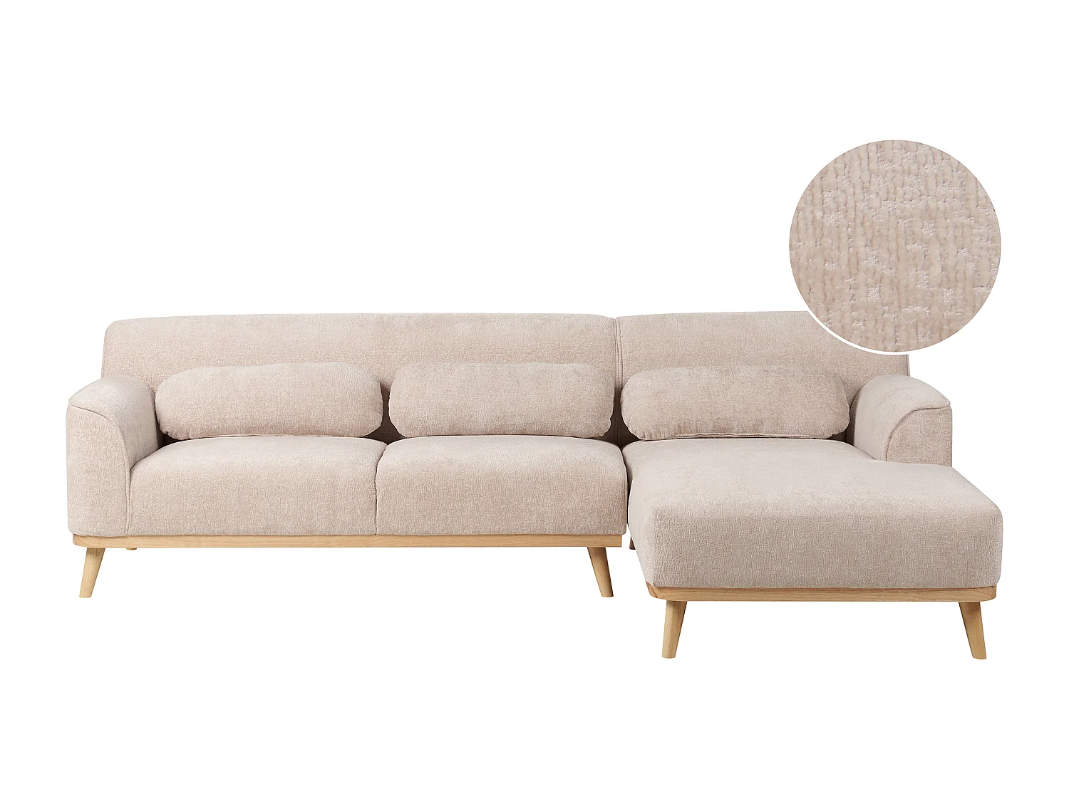 Canapé d'Angle à Gauche en Chenille Dossier Rembourré Beige Simos