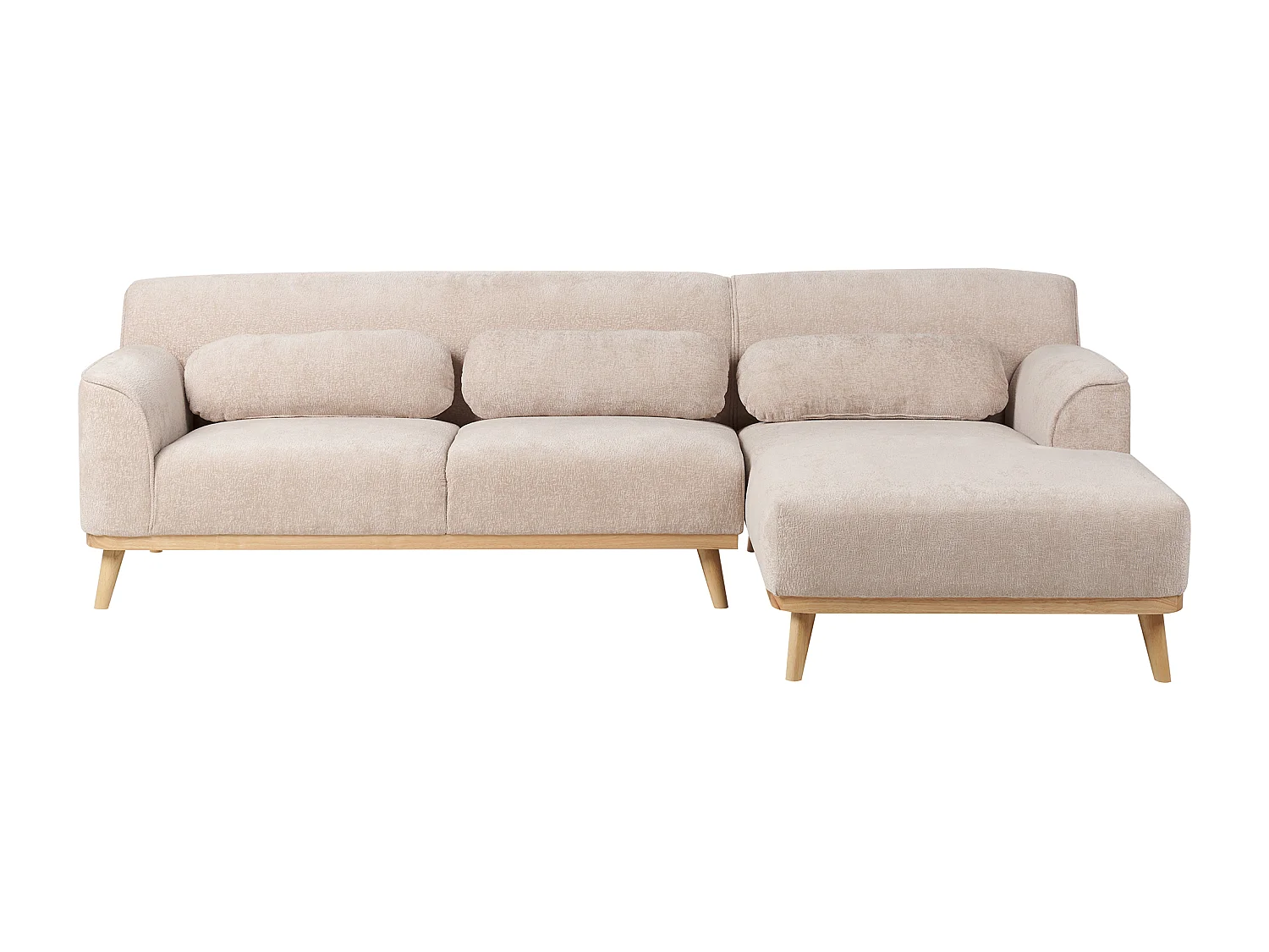 Canapé d'Angle à Gauche en Chenille Dossier Rembourré Beige Simos