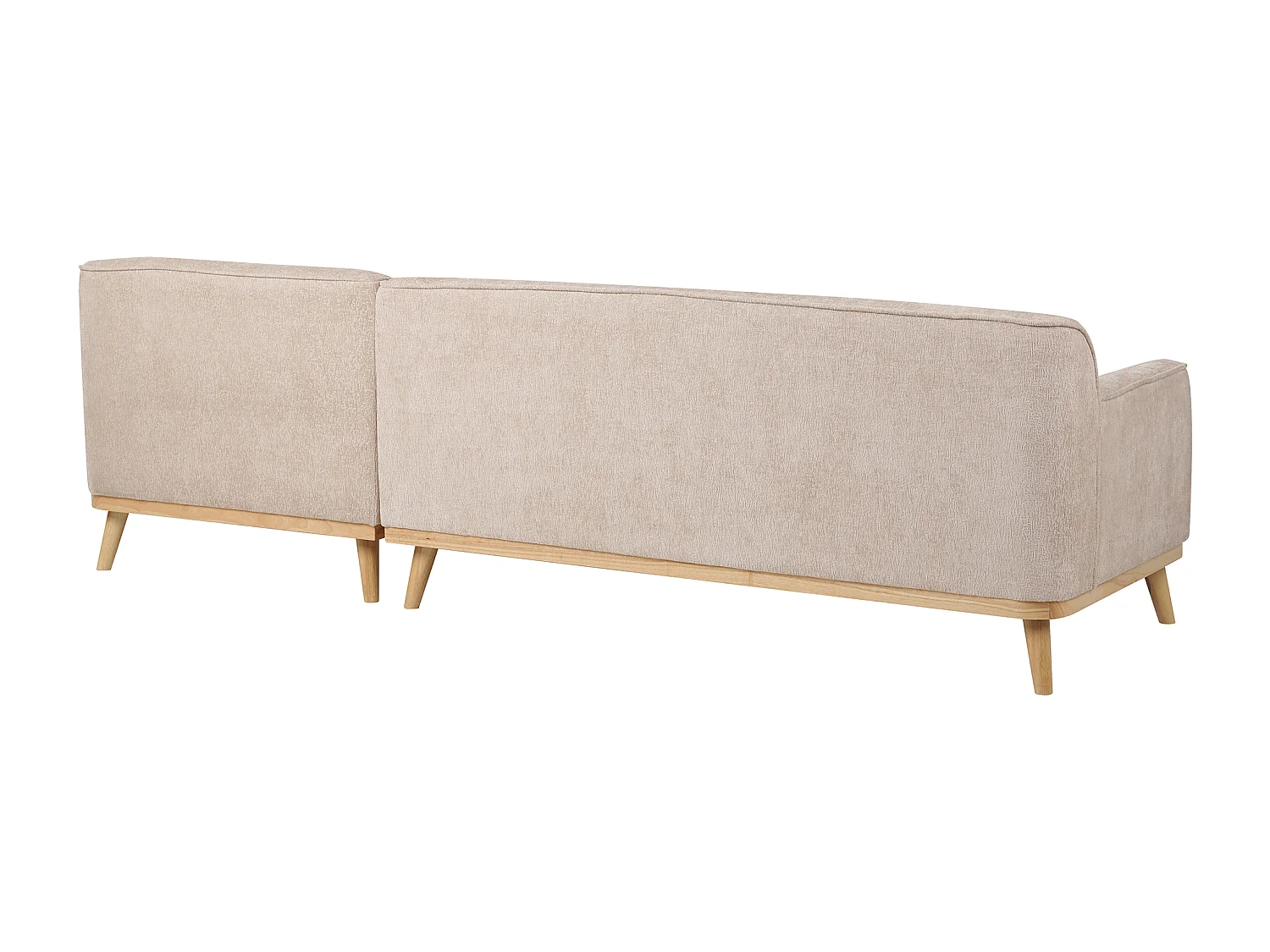 Ecksofa SIMOS Chenillegewebe Beige 3-Sitzer linksseitig