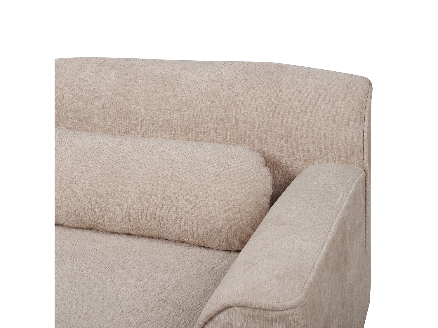 Ecksofa SIMOS Chenillegewebe Beige 3-Sitzer linksseitig
