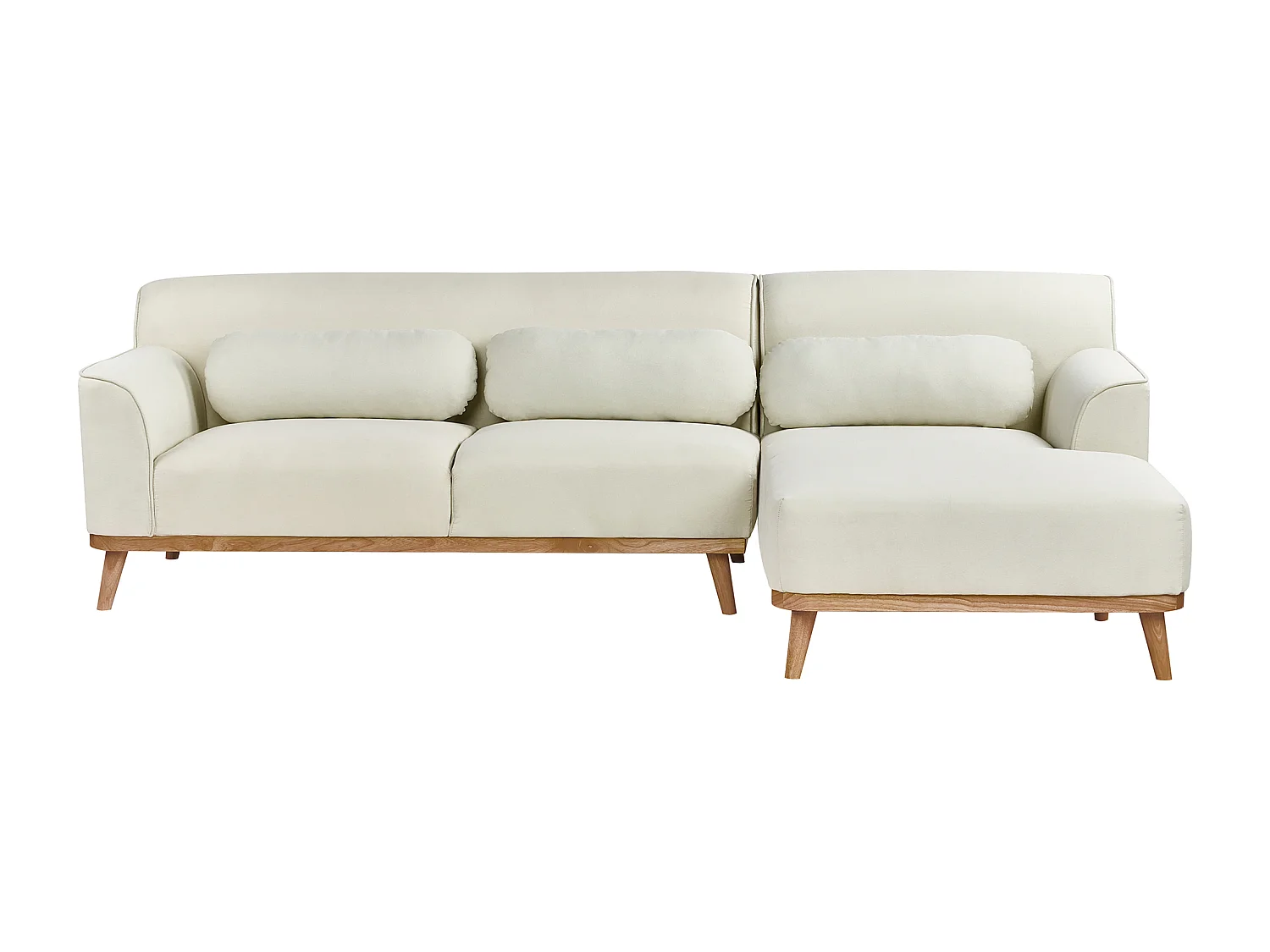 Ecksofa SIMOS Stoff Cremeweiss 3-Sitzer linksseitig