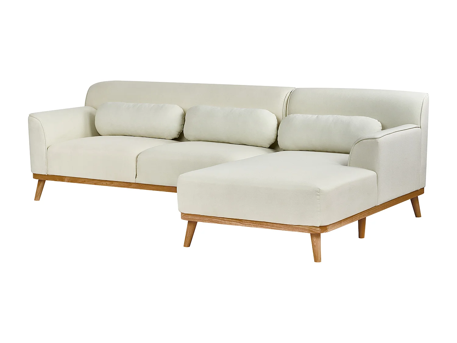 Ecksofa SIMOS Stoff Cremeweiss 3-Sitzer linksseitig