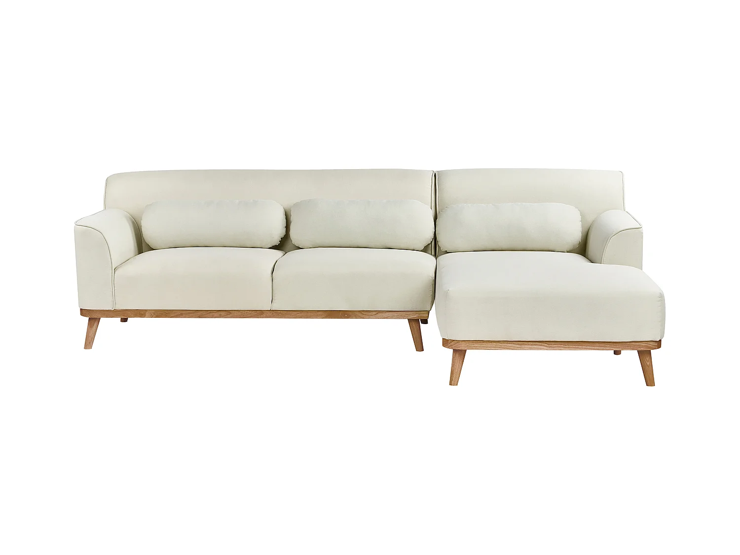 Ecksofa SIMOS Stoff Cremeweiss 3-Sitzer linksseitig