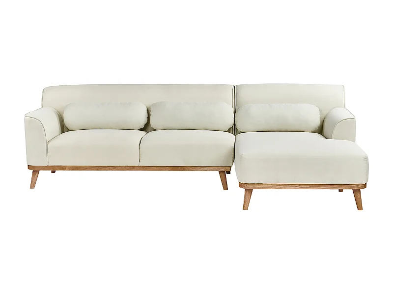 Canapé d'Angle à droite en tissu Dossier Rembourré Blanc Cassé Simos