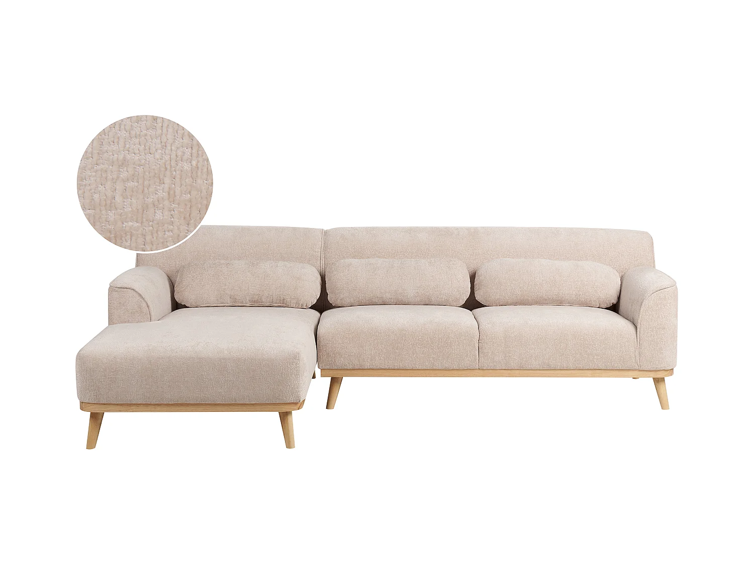 Sofá esquinero SIMOS Chenilla Beige 3 plazas Derecha