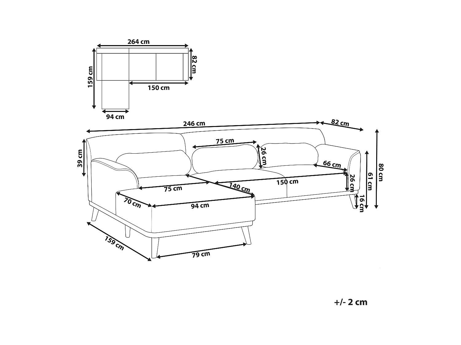 Narożnik SIMOS Szenil Beżowy dla 3 osób Prawostronny