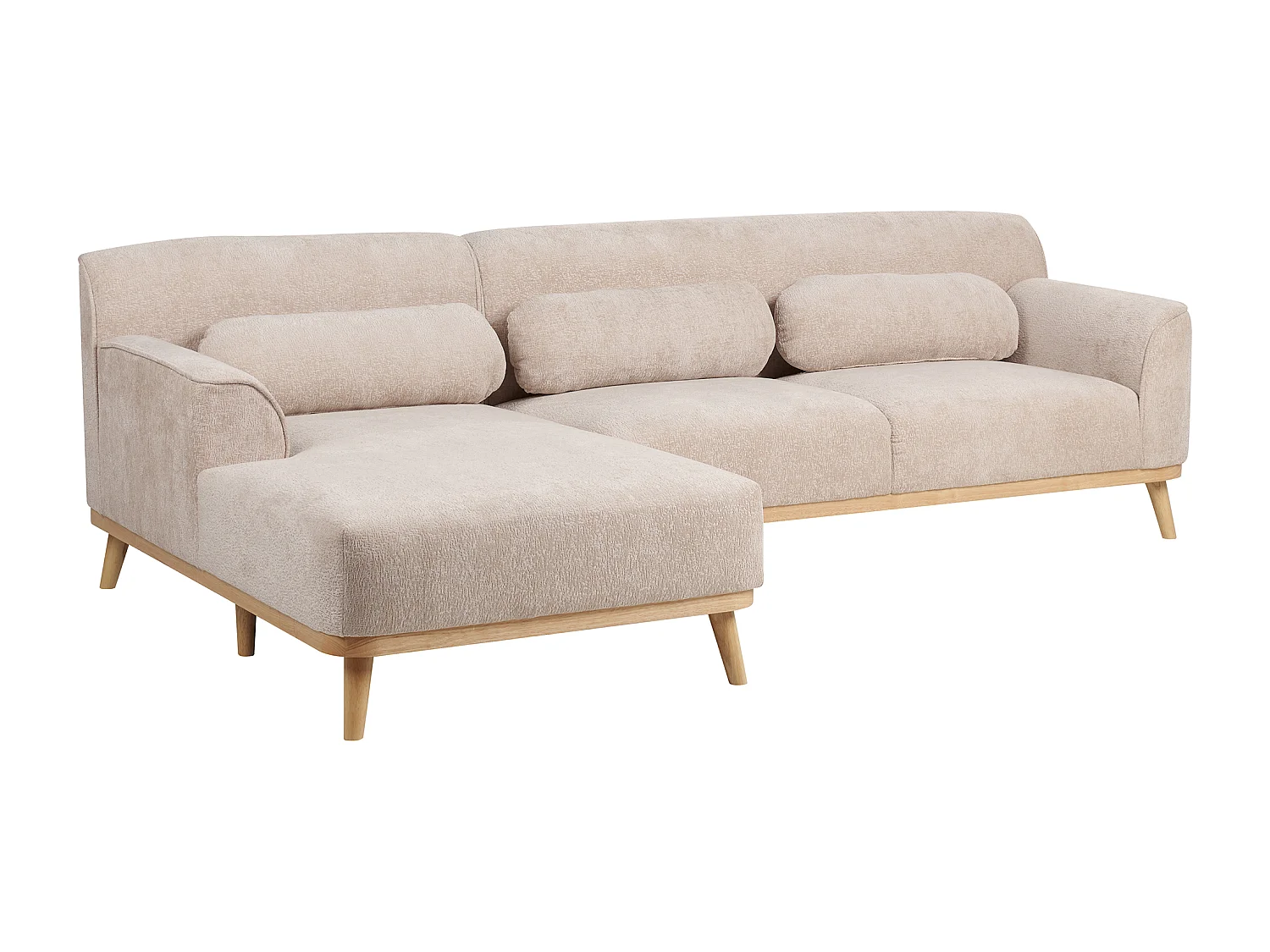 Divano angolare SIMOS Ciniglia Beige 3 posti Lato destro