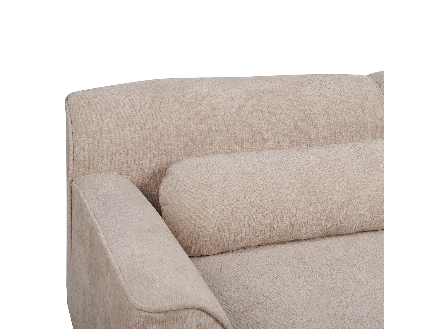 Canapé d\'Angle à gauche en Chenille Dossier Rembourré Beige Simos