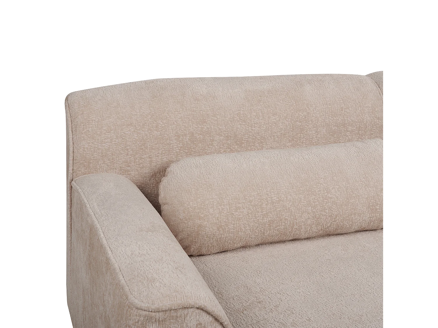Canapé d'angle SIMOS Tissu chenille Beige 3 places Côté droit