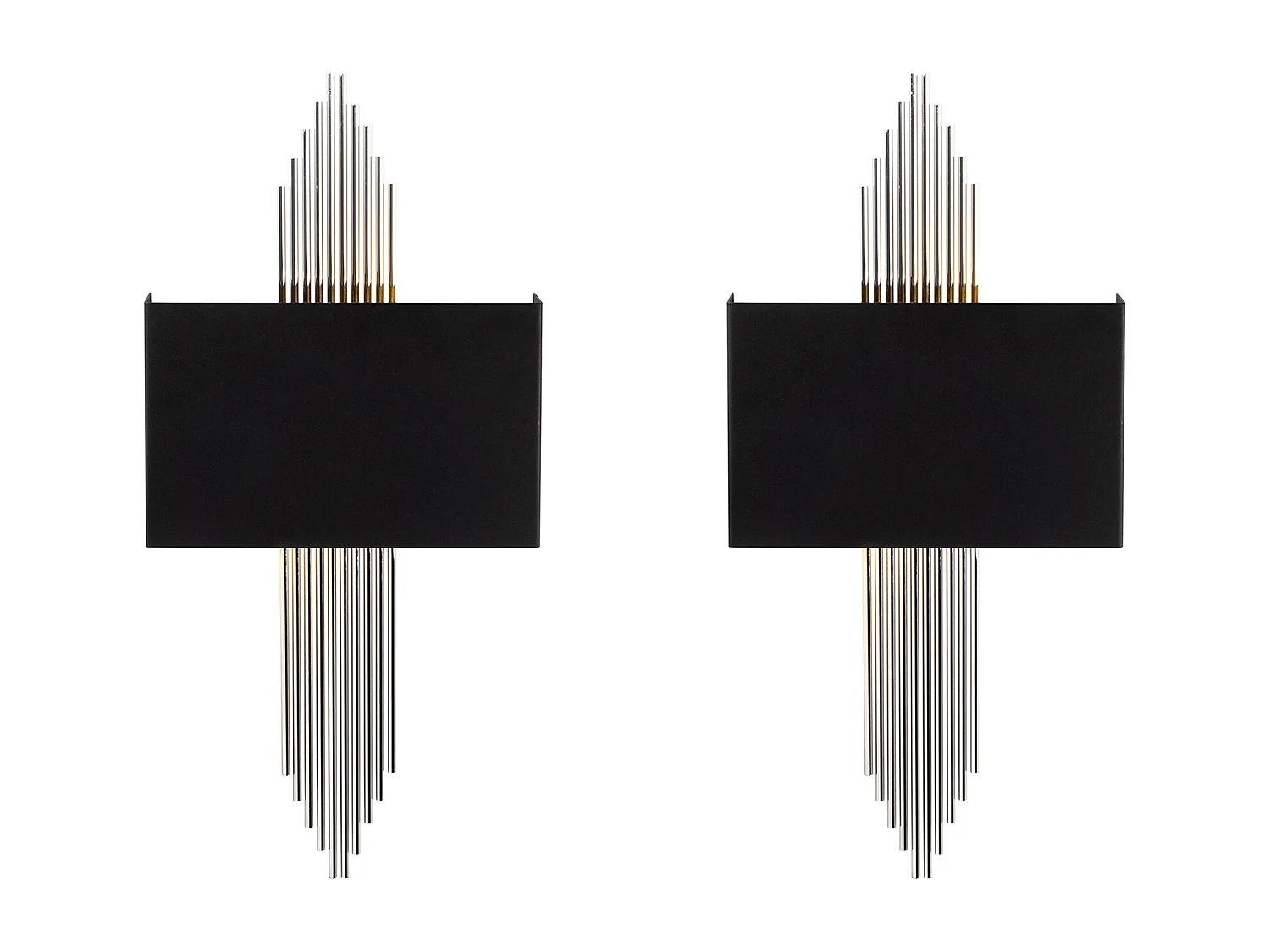 Art-Déco-Wandleuchten 2er-Set - Metall - Schwarz & Grau - 22 x 75 cm - SANGARIUS