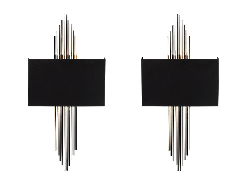 Conjunto de 2 apliques art déco em metal C22 x A75 cm, preto e cinza - SANGARIUS