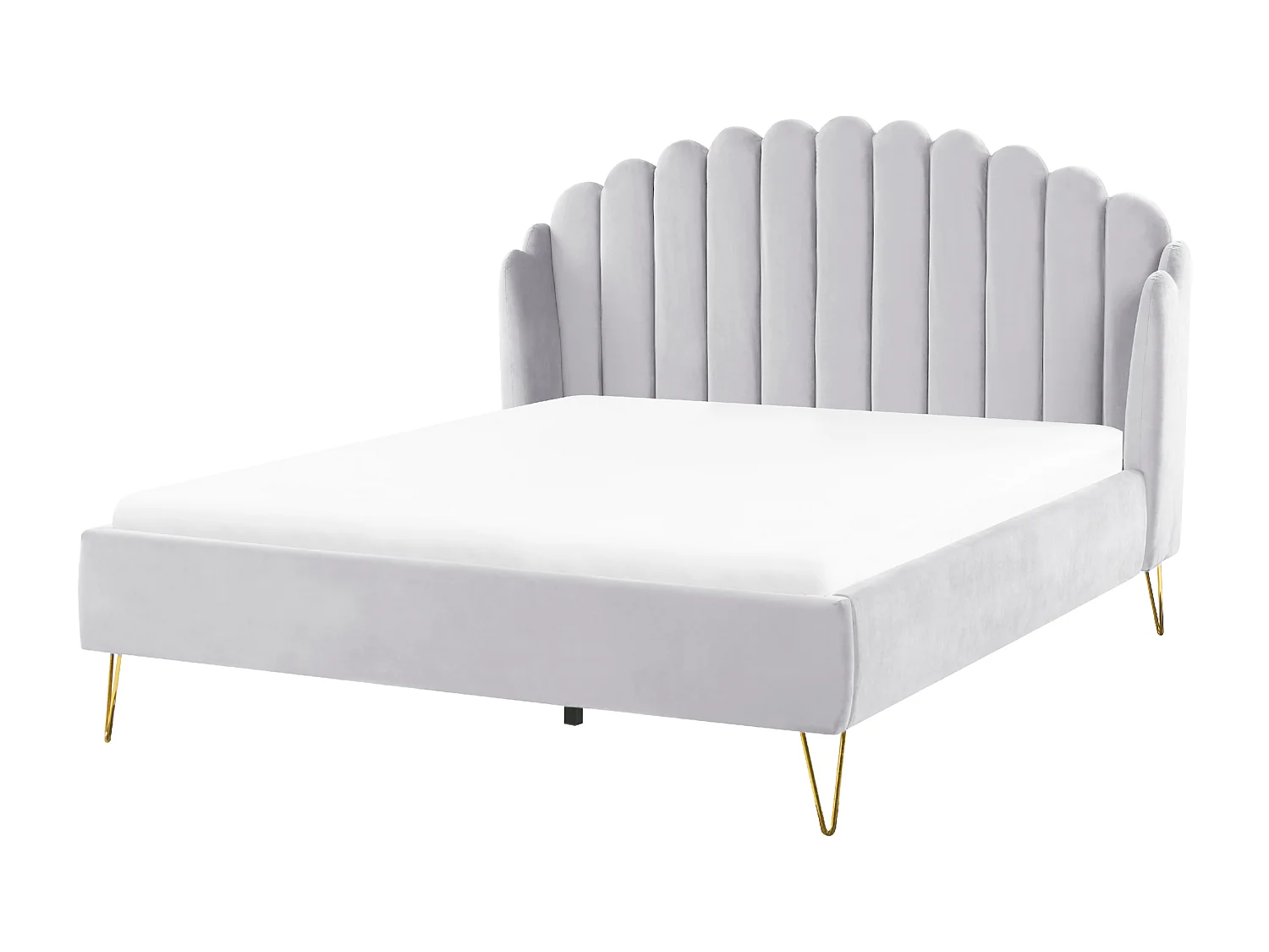 Bed Fluweel AMBILLOU 160 x 200 cm Lichtgrijs