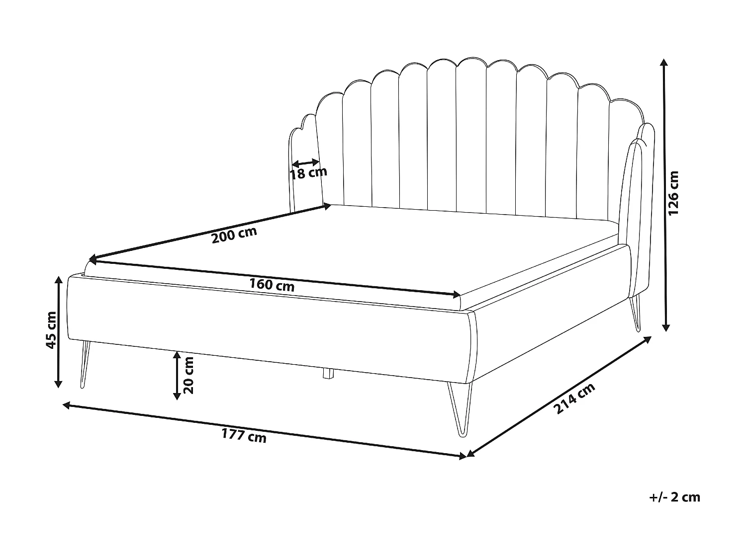 Bed Fluweel AMBILLOU 160 x 200 cm Lichtgrijs