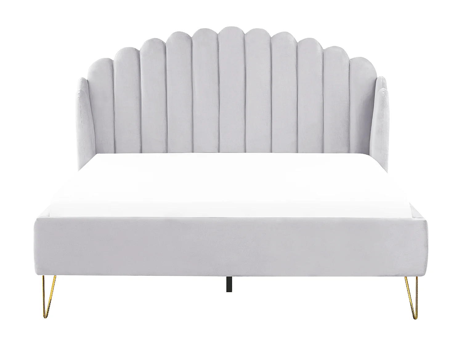 Bed Fluweel AMBILLOU 160 x 200 cm Lichtgrijs