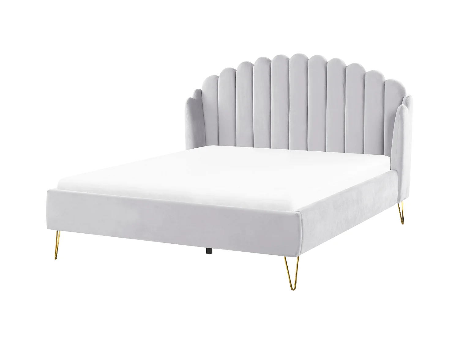Lit avec sommier Velours AMBILLOU 160 x 200 cm Gris clair