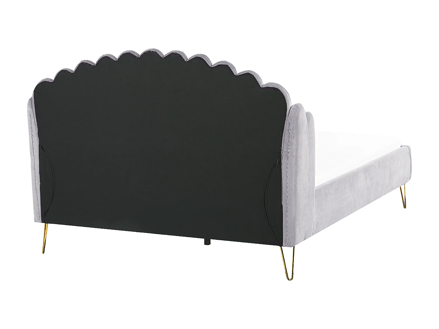 Lit avec sommier Velours AMBILLOU 160 x 200 cm Gris clair