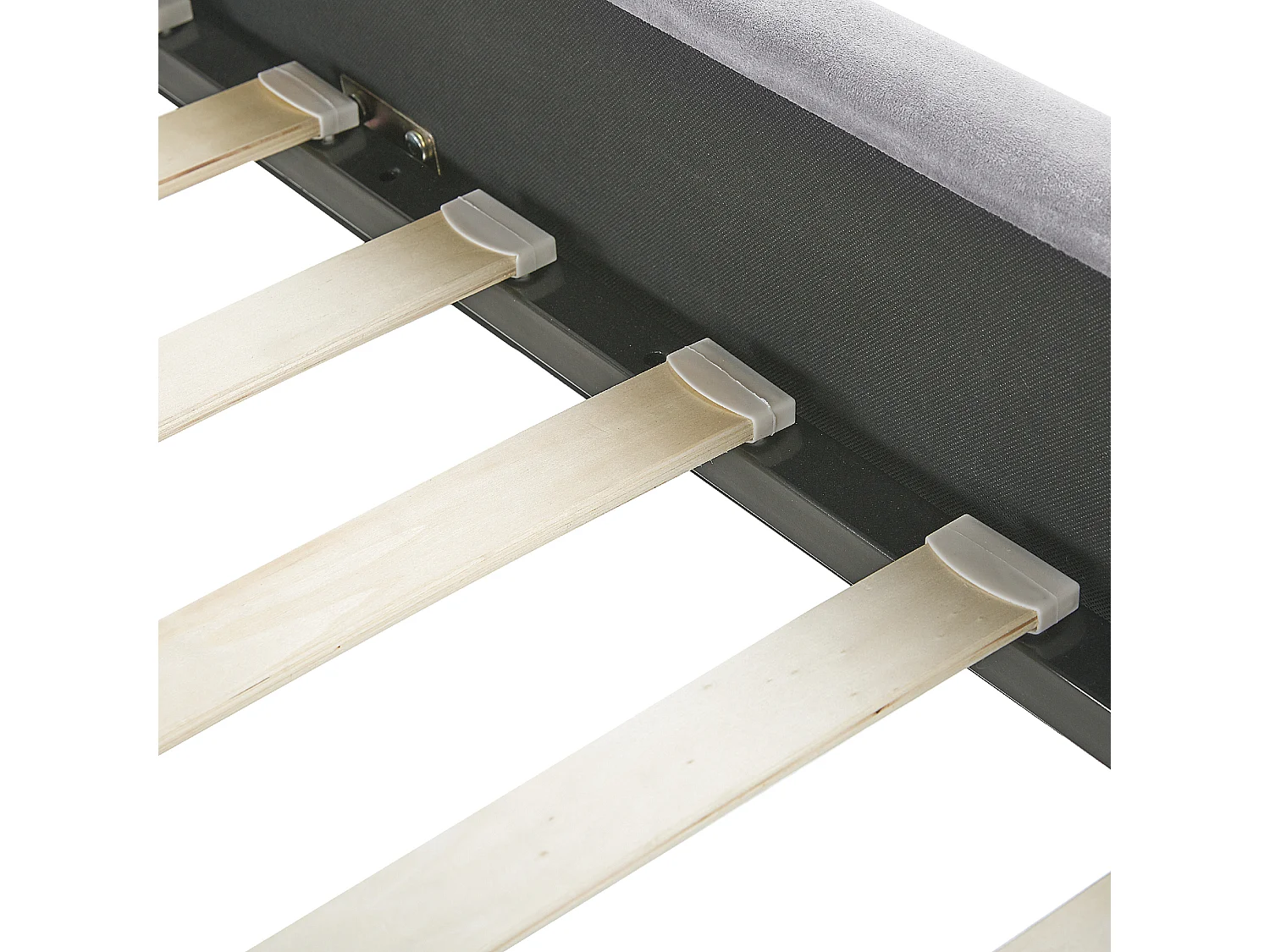 Lit avec sommier Velours AMBILLOU 160 x 200 cm Gris clair