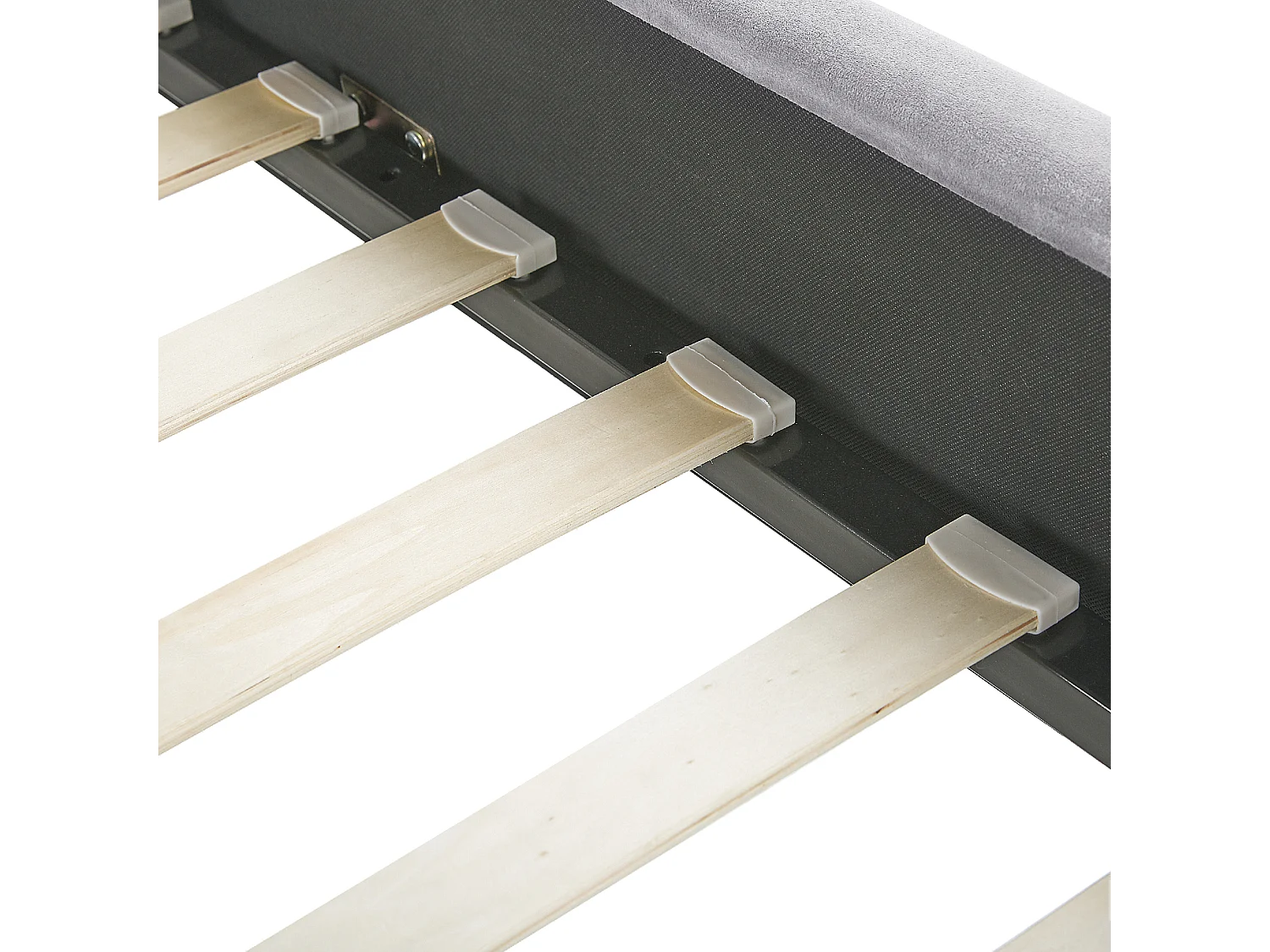 Lit avec sommier Velours AMBILLOU 160 x 200 cm Gris clair