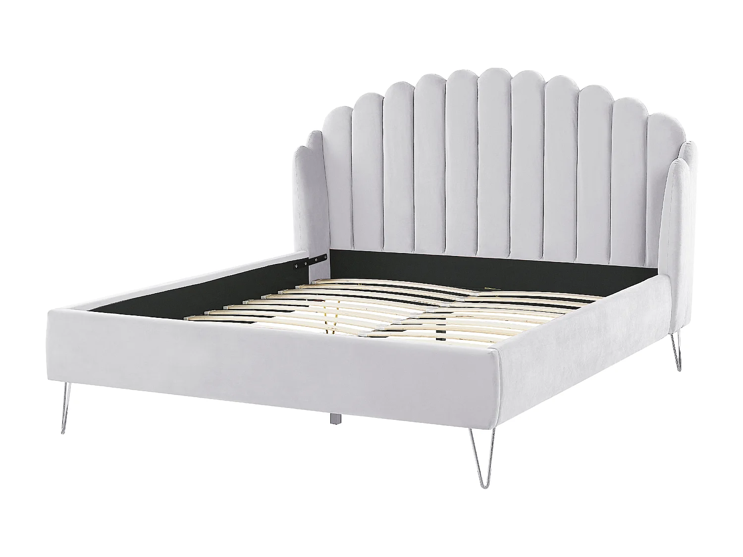 Bed Fluweel AMBILLOU 160 x 200 cm Lichtgrijs